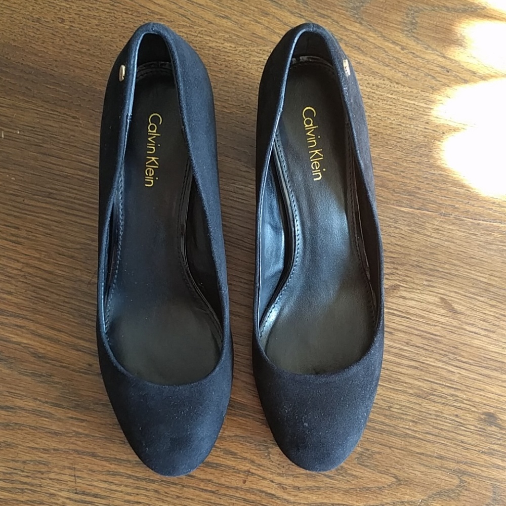 *new* Calvin Klein Block Suede Heels